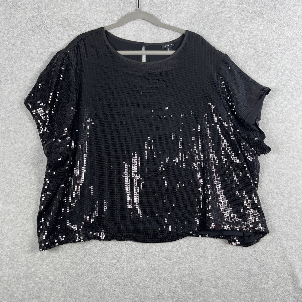 Torrid Black Sequin Crop Top Womens Size 4X Glam Party Evening Club Night Out